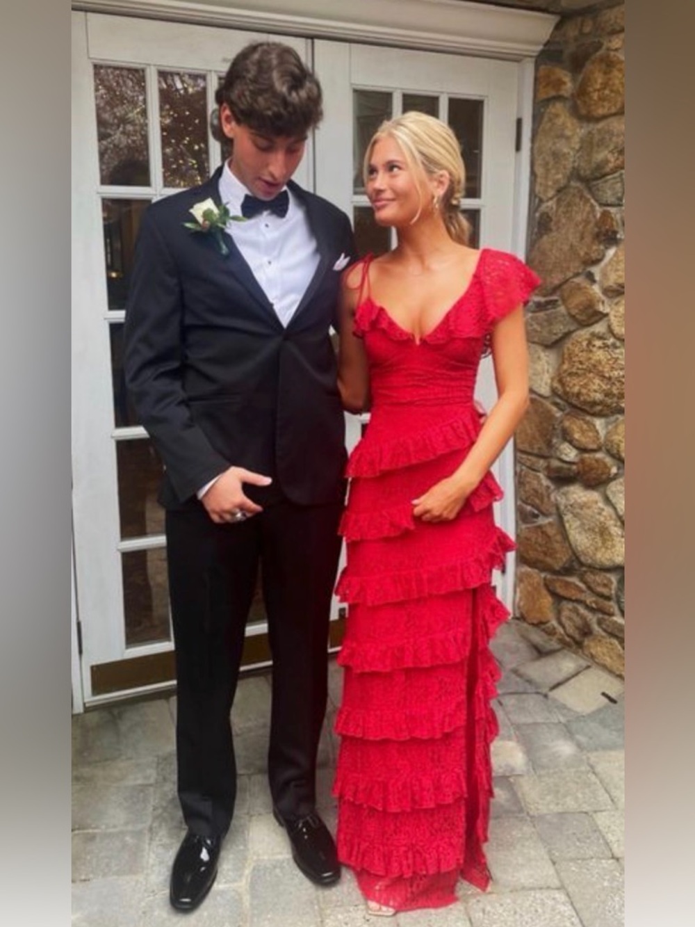 Revolve Red lace gown